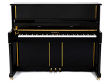 Feurich 125 Design Polished Ebony Upright Piano (Brass)