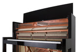 Feurich 115 Premiere Polished Ebony Upright Piano (Brass)