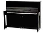 Feurich 115 Premiere Polished Ebony Upright Piano (Brass)