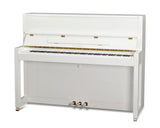 Feurich 115 Premiere Polished White Upright Piano (Brass)