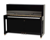 Feurich 115 Premiere Polished Ebony Upright Piano (Brass)