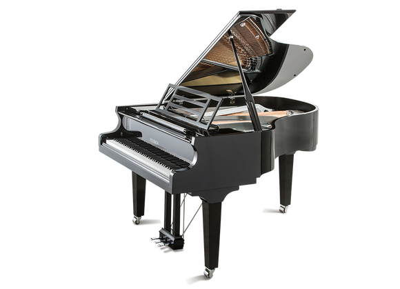 Feurich 179 Dynamic II Polished Ebony Grand Piano (Chrome)